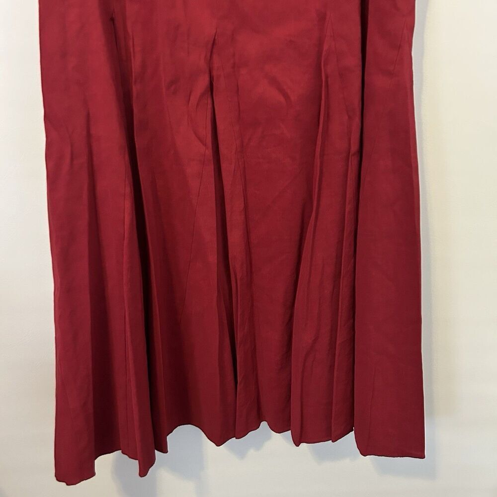 SUTTON STUDIO MAXI Skirt Size 16 Red Linen Rayon Mermaid Pleats NWT Classic - Picture 8 of 10